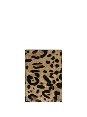 Portefeuille à imprimé à imprimé léopard Dolce & Gabbana marron
