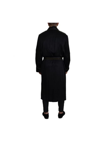 Jedwabny płaszcz z szalowym kołnierzem Dolce And Gabbana czarny
