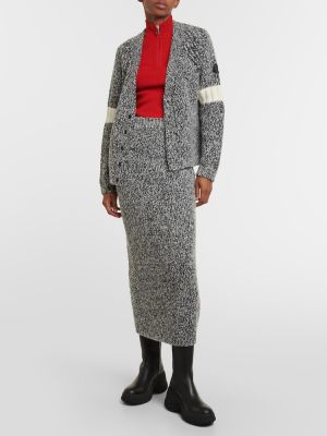 Falda larga ajustada de lana de tejido jacquard Moncler gris