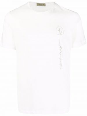 Haftowana koszulka bawełniana Corneliani biała