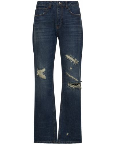 Bavlnené obnosené džínsy s rovným strihom Flâneur modrá