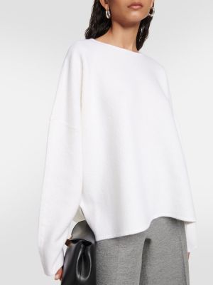 Vilnonis iš natūralios odos megztinis Toteme balta