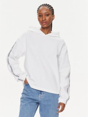 Суичър с качулка Calvin Klein Jeans бяло