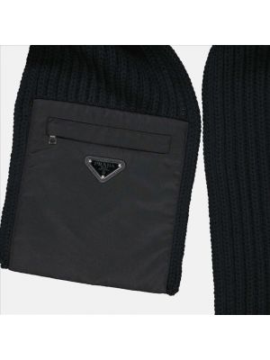 Bufanda de lana de nailon Prada negro