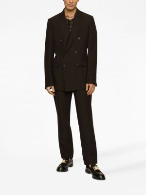 Lněné rovné kalhoty Dolce & Gabbana černé
