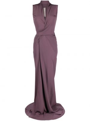 Svilena večerna obleka z draperijo Rick Owens vijolična