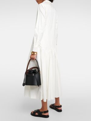 Pamučna midi haljina Polo Ralph Lauren bijela