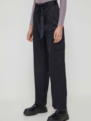 Kalhoty s vysokým pasem Abercrombie & Fitch černé