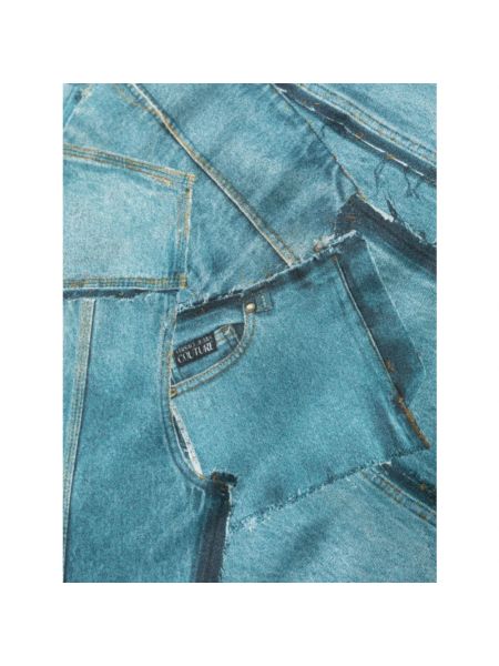 Jedwabna szal Versace Jeans Couture niebieska