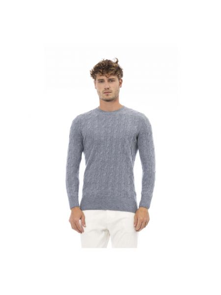 Sweter z okrągłym dekoltem Alpha Studio niebieski