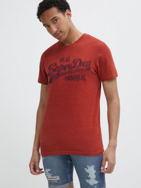 Pamučna majica s melange uzorkom Superdry crvena