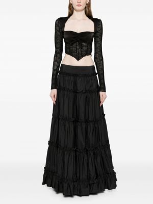 Długa spódnica z falbankami Roberto Cavalli czarna