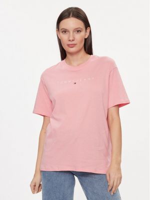 Μπλούζα με κοντό μανίκι σε φαρδιά γραμμή Tommy Jeans ροζ