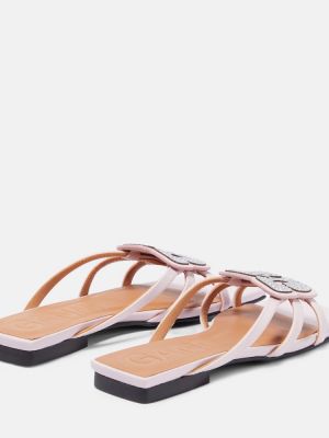 Kožené sandále z ekologickej kože Ganni ružová