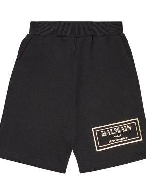 Jersey bomull shorts for gutter Balmain Kids svart