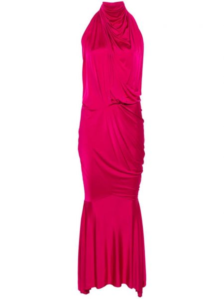 Saténové dlouhé šaty Alexandre Vauthier ružová