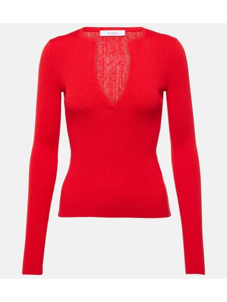 Svileni džemper od kašmira Max Mara crvena