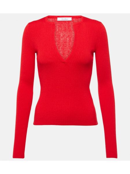 Pull en soie en cachemire Max Mara rouge