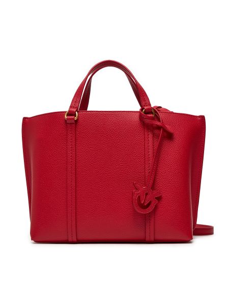 Leder shopper handtasche mit taschen Pinko rot