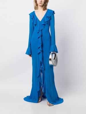 Sukienka wieczorowa szyfonowa De La Vali niebieska