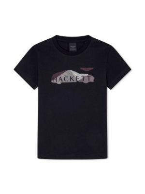 T-shirt en coton avec manches courtes Hackett London noir