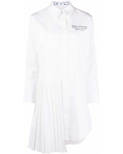 Плисирана рокля тип риза Off-white