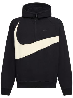 Bavlněná mikina s kapucí na zip Nike černá