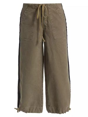 Широкие хлопковые брюки-смокинг Greg Lauren, army