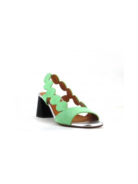 Sandały zamszowe z nadrukiem Chie Mihara zielone