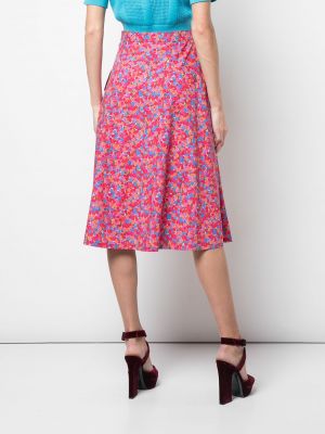 Falda midi de flores con estampado con bolsillos Lhd rosa