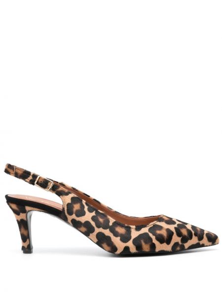 Полуотворени обувки с принт с леопардов принт Via Roma 15 кафяво