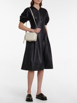 Kožené midi šaty z ekologickej kože Proenza Schouler čierna