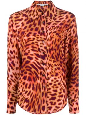 Chemise en soie à imprimé à imprimé léopard Stella Mccartney rose