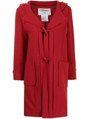 Kabát s kapucňou Chanel Pre-owned červená