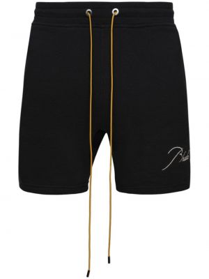 Shorts de sport brodeés en coton Rhude noir