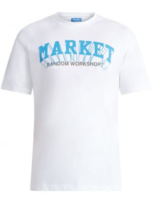 Tricou din bumbac cu imagine Market alb