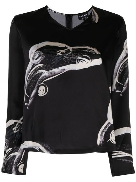 Blusa con estampado con estampado abstracto Giorgio Armani negro