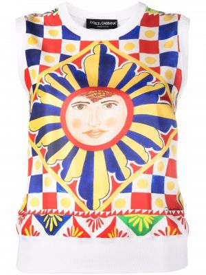 Jedwabna kamizelka z nadrukiem Dolce And Gabbana biała