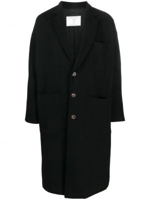 Vlnený kabát s výšivkou na gombíky Société Anonyme čierna