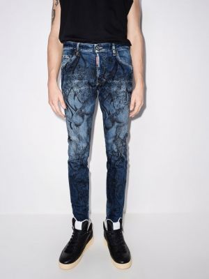 Květinové skinny džíny s potiskem Dsquared2 modré
