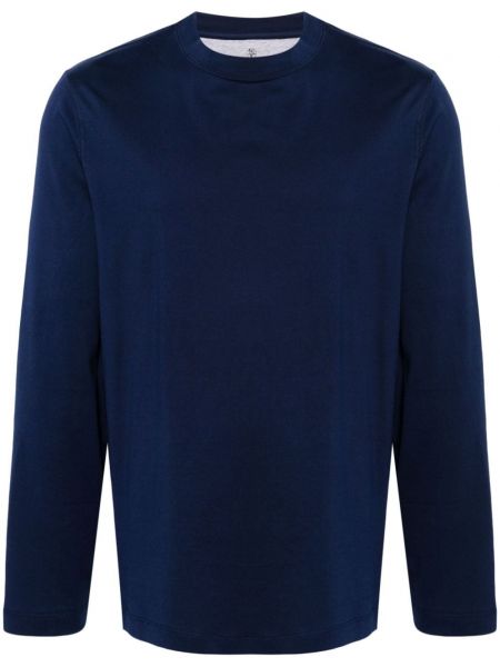 Βαμβακερή μπλούζα Brunello Cucinelli μπλε
