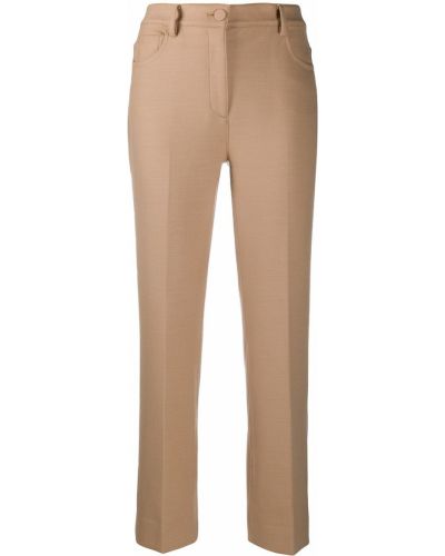 Pantalones rectos de cintura alta Theory marrón