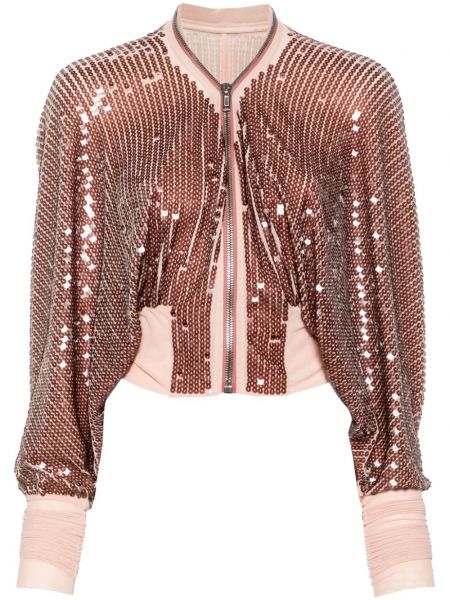 Duga jakna sa šljokicama Rick Owens Lilies ružičasta
