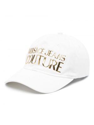 Памучна шапка с козирки Versace Jeans Couture бяло