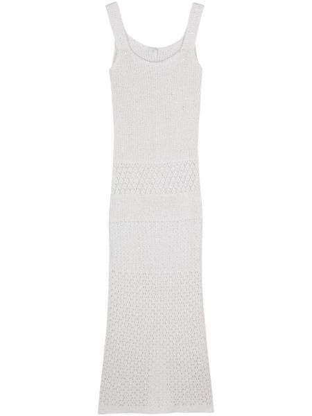 Πλεκτή μάξι φόρεμα με παγιέτες Eleventy λευκό