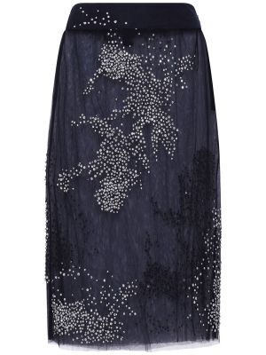 Křišťálové tylové midi sukně s vysokým pasem Des Phemmes