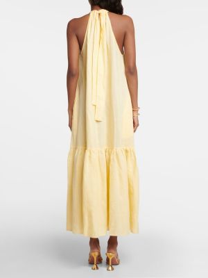 Λινή μάξι φόρεμα Asceno κίτρινο