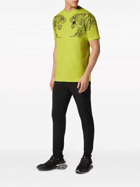 T-shirt de sport en coton et imprimé rayures tigre Plein Sport