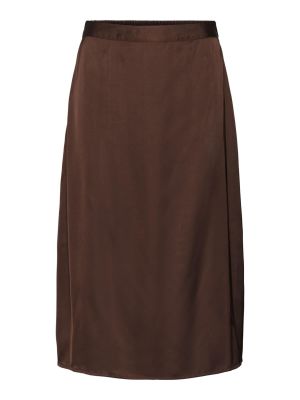 Jednofarebná priliehavá midi sukňa s opaskom Vero Moda - hnedá