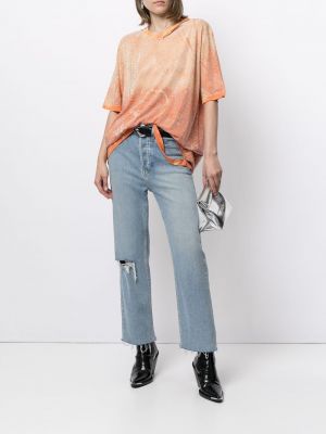 Marškinėliai su nubrozdinimais oversize Faith Connexion oranžinė